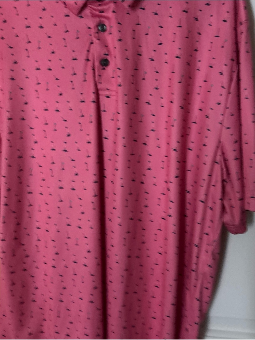 Men's Short-Sleeve Polo in Pink with Micro Dot Print